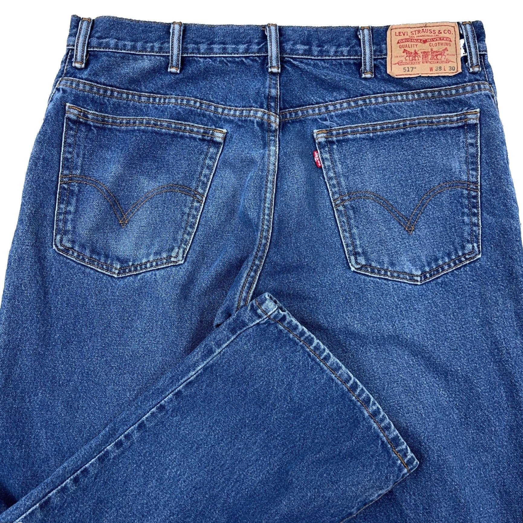 Levi's VINTAGE Levi's 517 Jeans Men 36x29 Boot Cut Med Wash Dark Blue Jeans Mens 1990s 2000s Vintage Levis Bootcut Jeans Size US 36 / EU 52 - 3 Thumbnail