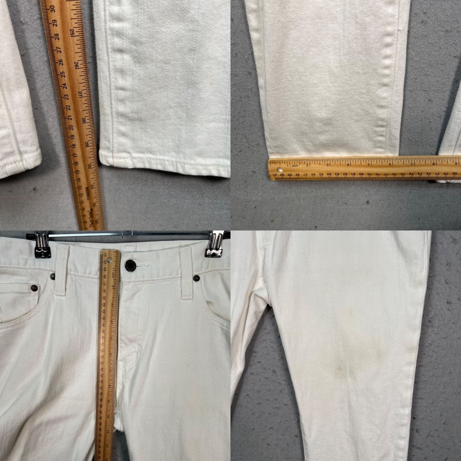 Uniqlo Uniqlo Jeans 33 x 30 White Skinny Fit Tapered Cotton Stretch Denim 5-Pocket Mens Size US 33 - 8 Thumbnail