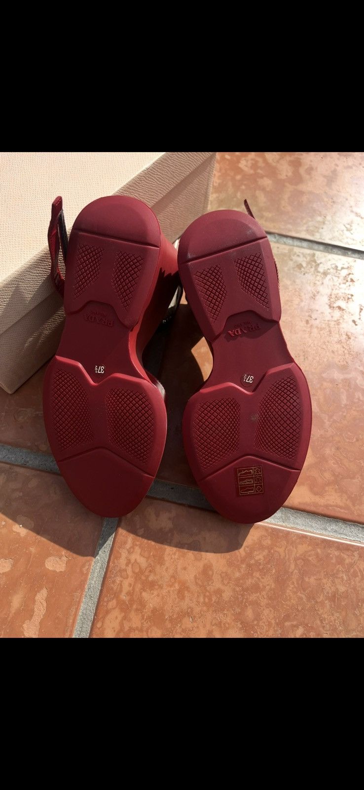 Prada Authentic Prada Burgundy Leather Platform Wedge Size US 7.5 / IT 37.5 - 4 Thumbnail