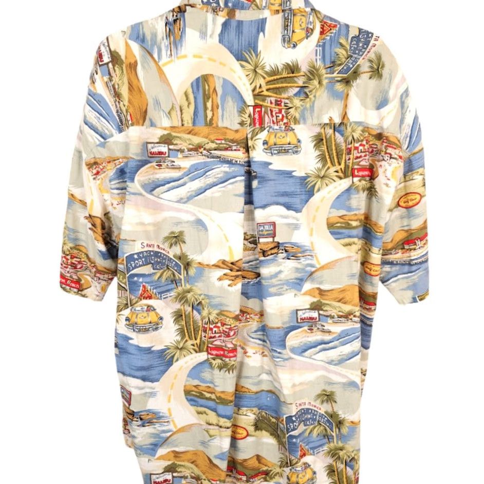 Vintage VINTAGE Laguna Beach Hawaiian Shirt Mens 3XL Beige Surfer Surfing Malibu AOP Shirt Mens 3XL Beige Surfing Hawaiian AOP Camp Tiki Holidays Poster Size US XXL / EU 58 / 5 - 4 Thumbnail