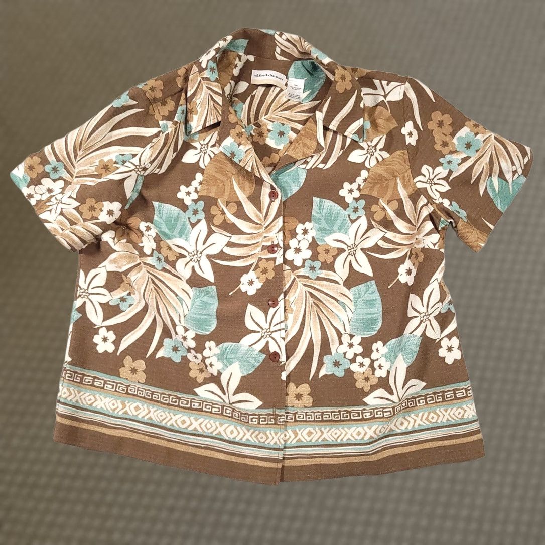Vintage VINTAGE Alfred Dunner Hawaiian Floral Short Sleeve Button-Up Knit Shirt Womens 16W Beach Size XXL / US 16-18 / IT 52-54 - 1 Thumbnail