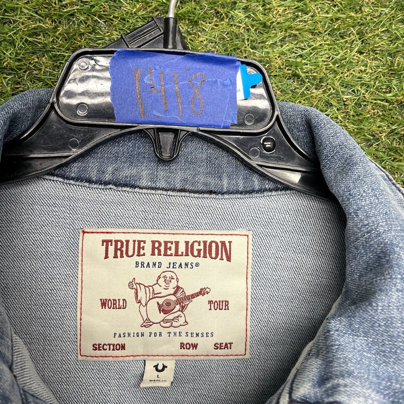 True Religion True Religion Denim Jacket Mens Large Oversized Super T Coated Jean Button y2k Size US 33 - 4 Thumbnail