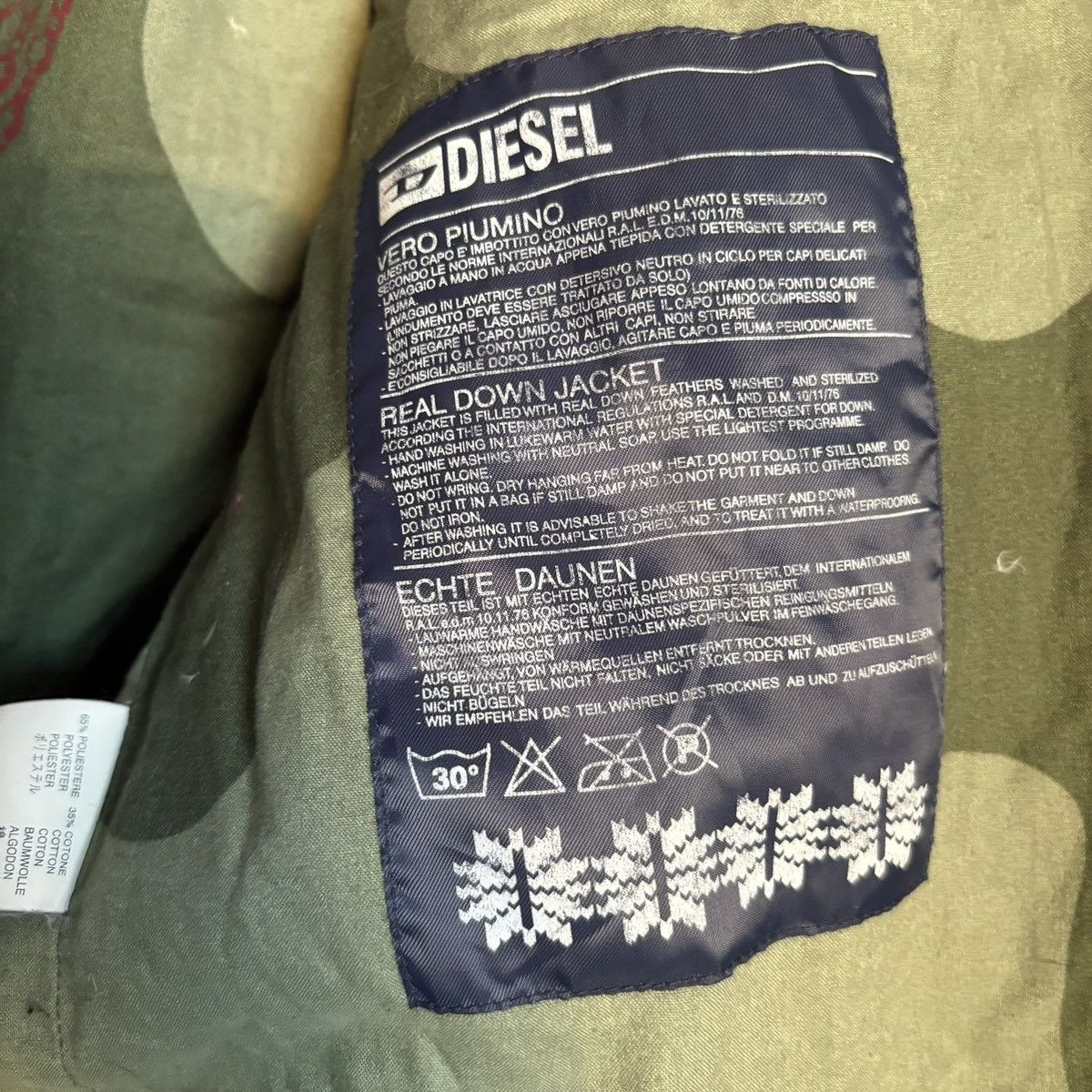 Diesel Diesel Green Down Puffer Size S Size US S / EU 44-46 / 1 - 5 Thumbnail