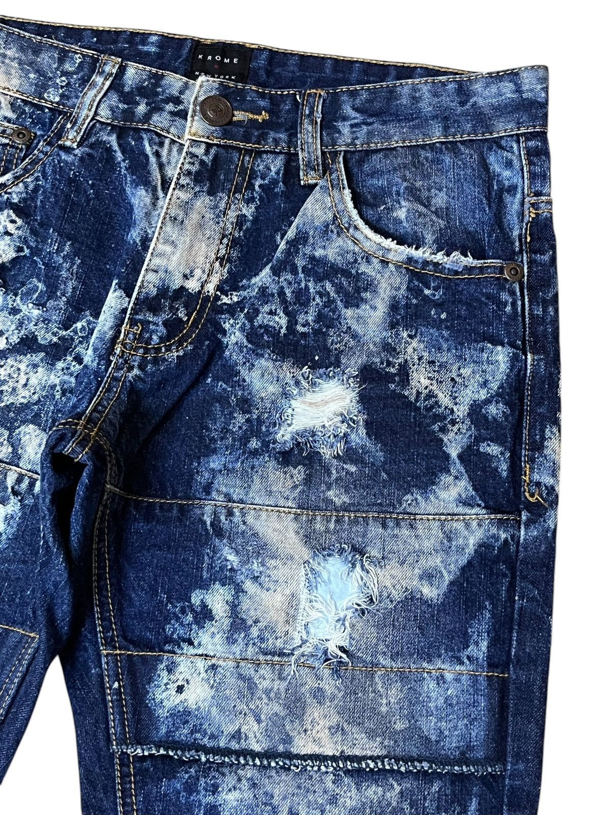 Japanese Brand SICK🔥KROME NEW YORK TYE DYE DISTRESSED STYLE JEANS Size US 31 - 6 Thumbnail