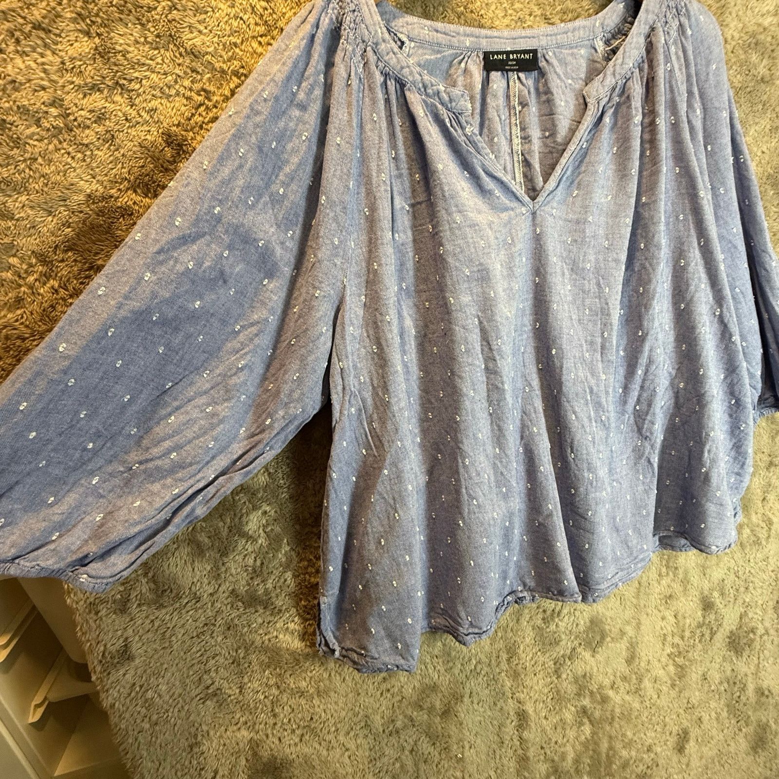 Other Lane Bryant Chambray Top Blouse Shirt Blue Popover 22 24 Size 3XL / US 20-22 - 3 Thumbnail