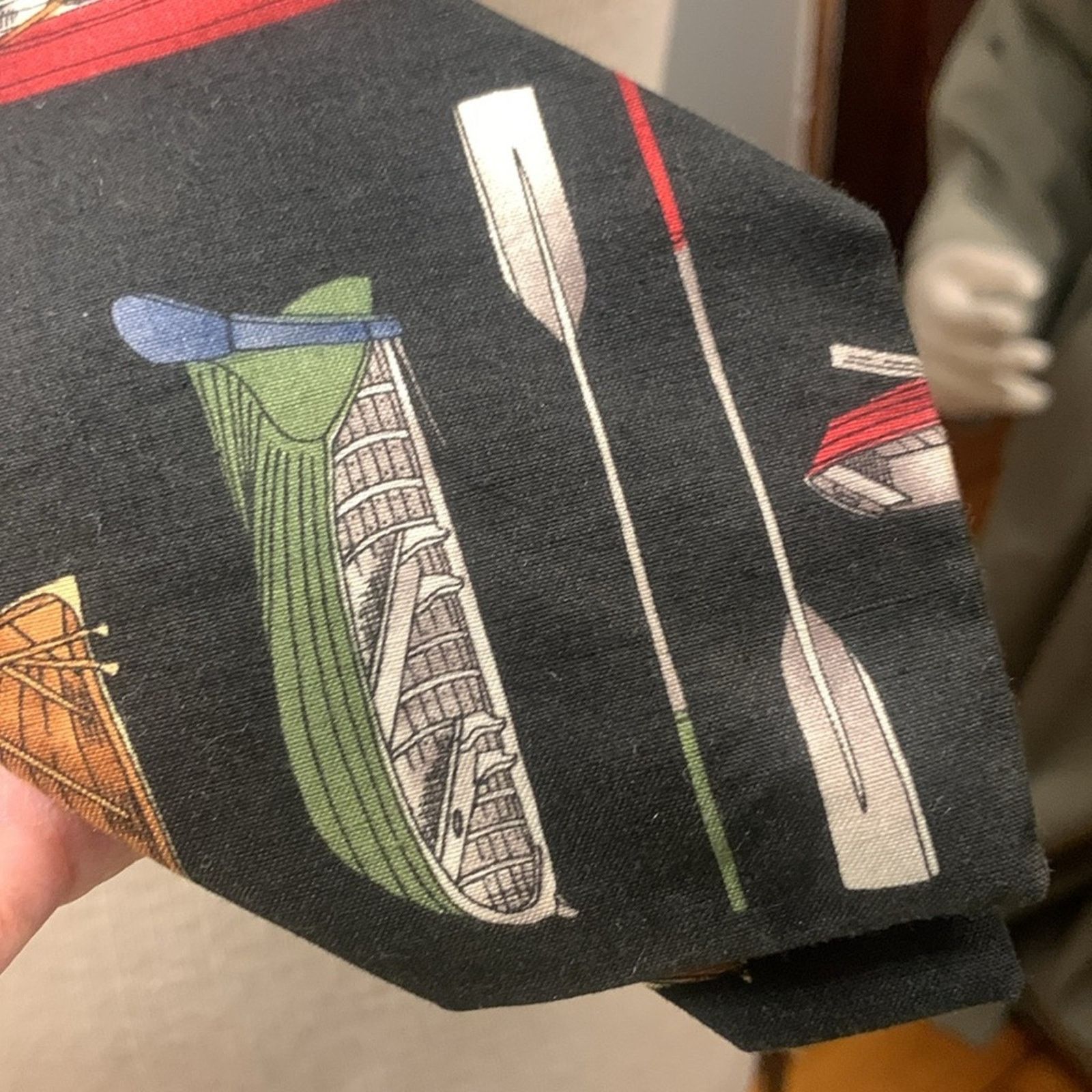 Vintage Canoes rowboats oars outdoor camping cotton necktie Size ONE SIZE - 7 Thumbnail