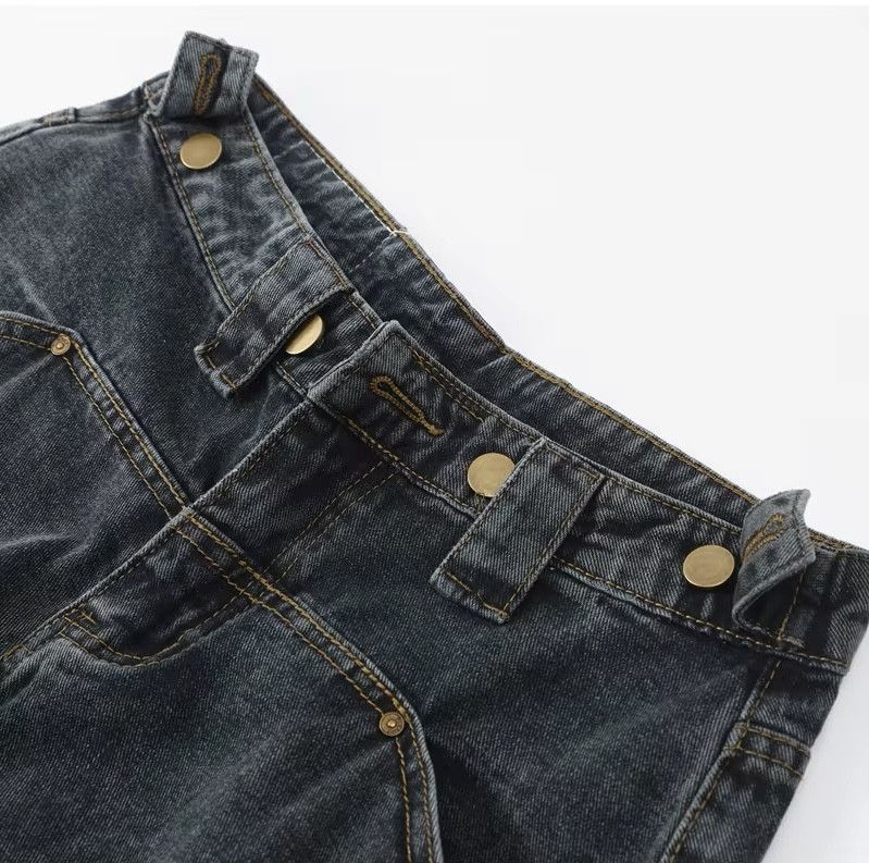 Jean × Vintage Retro Style Large Pocket Straight-leg Jean Size 31" - 7 Thumbnail