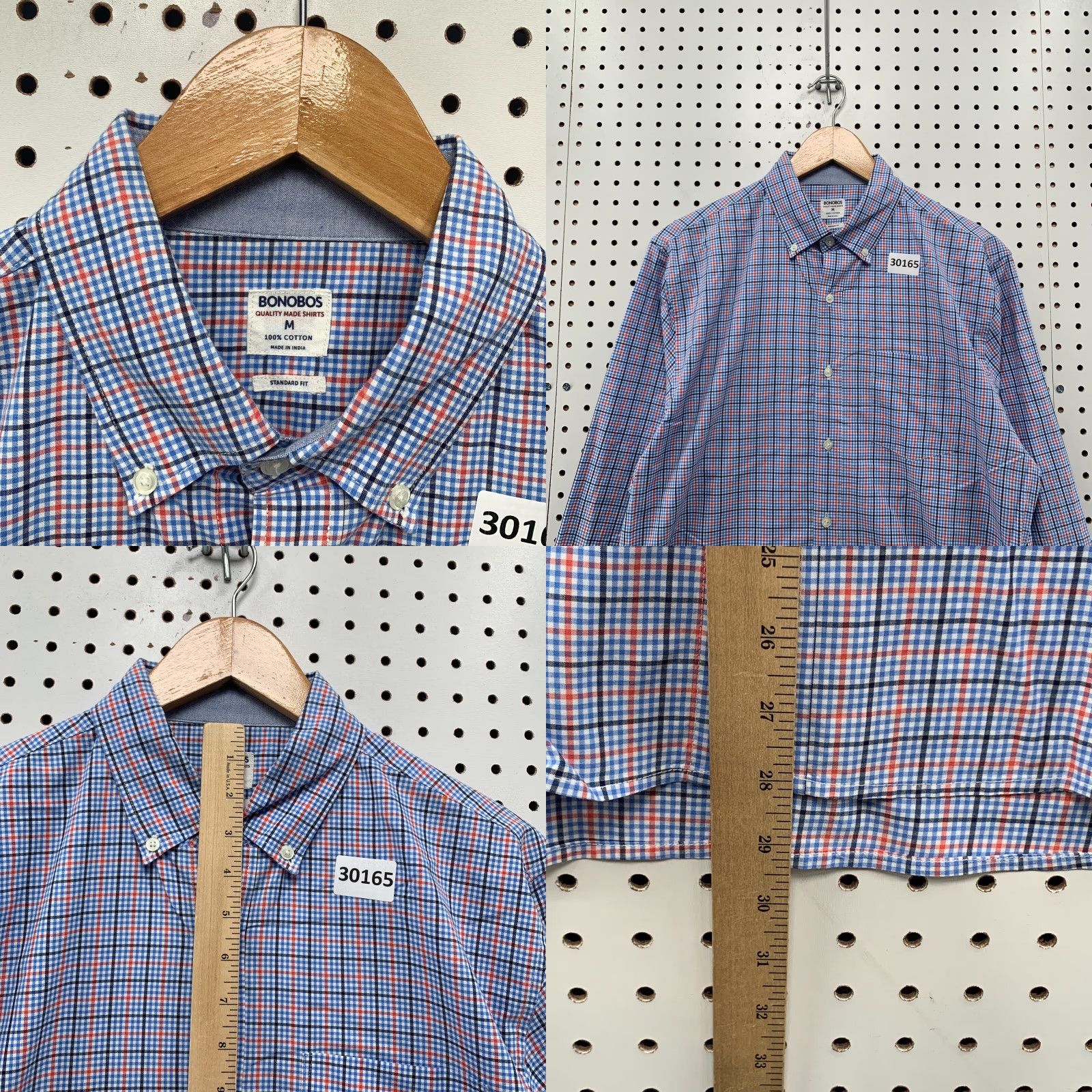 Bonobos Bonobos Button-Down Shirt Mens Medium Blue Red Check Long Sleeve 22x29.5 Size US M / EU 48-50 / 2 - 8 Thumbnail