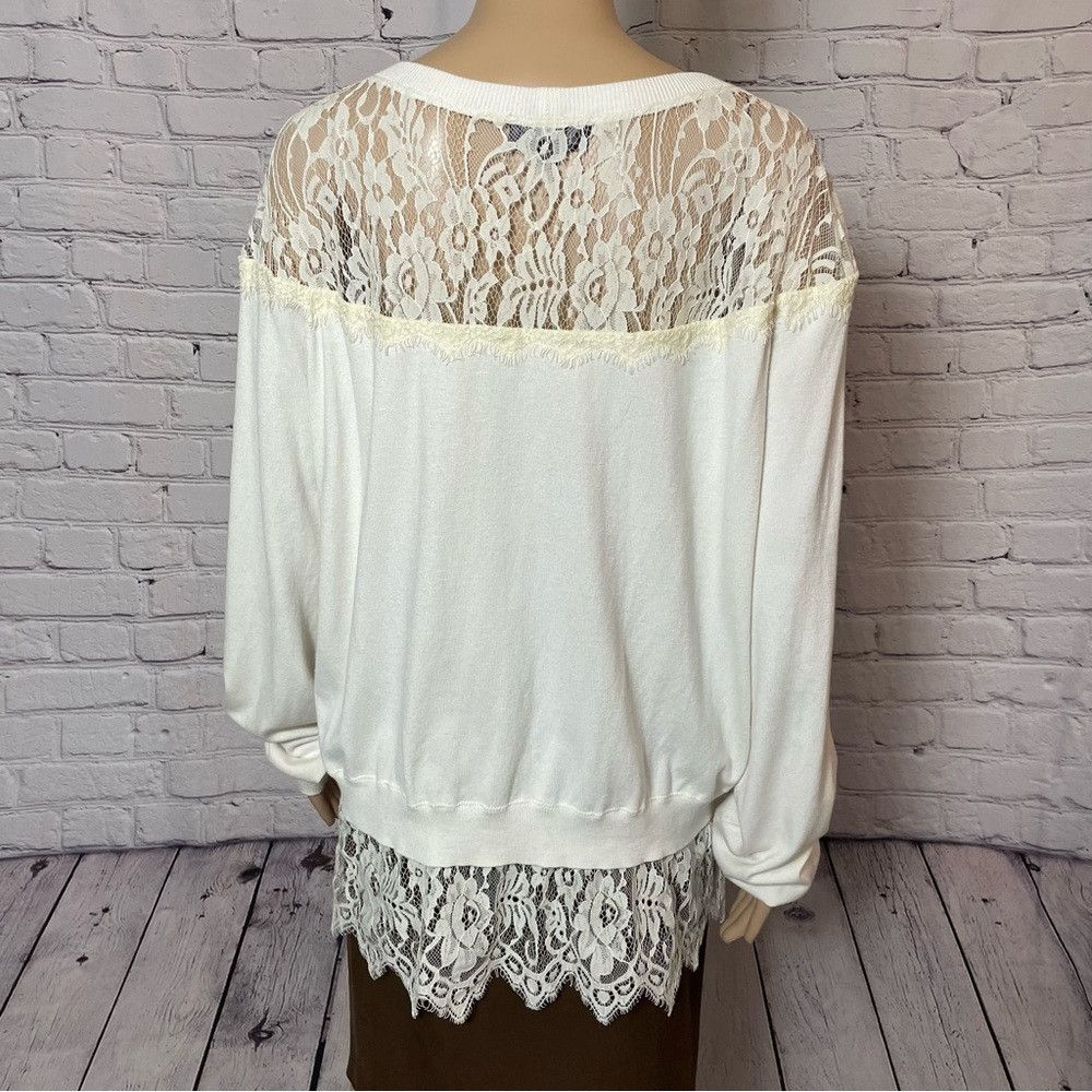 Other Hale Bob Ivory Mixed Media Lace Knit Long Sleeve Sweater Si Size L / US 10 / IT 46 - 4 Thumbnail