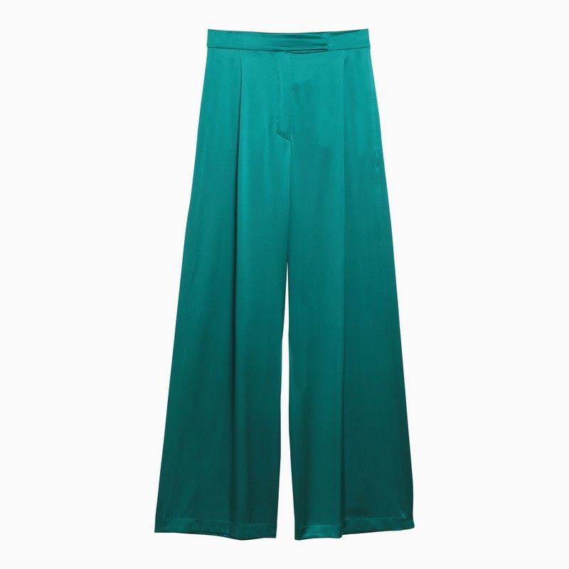 image of Max Mara Pianoforte Green Silk Wide Trousers, Women's (Size 26)