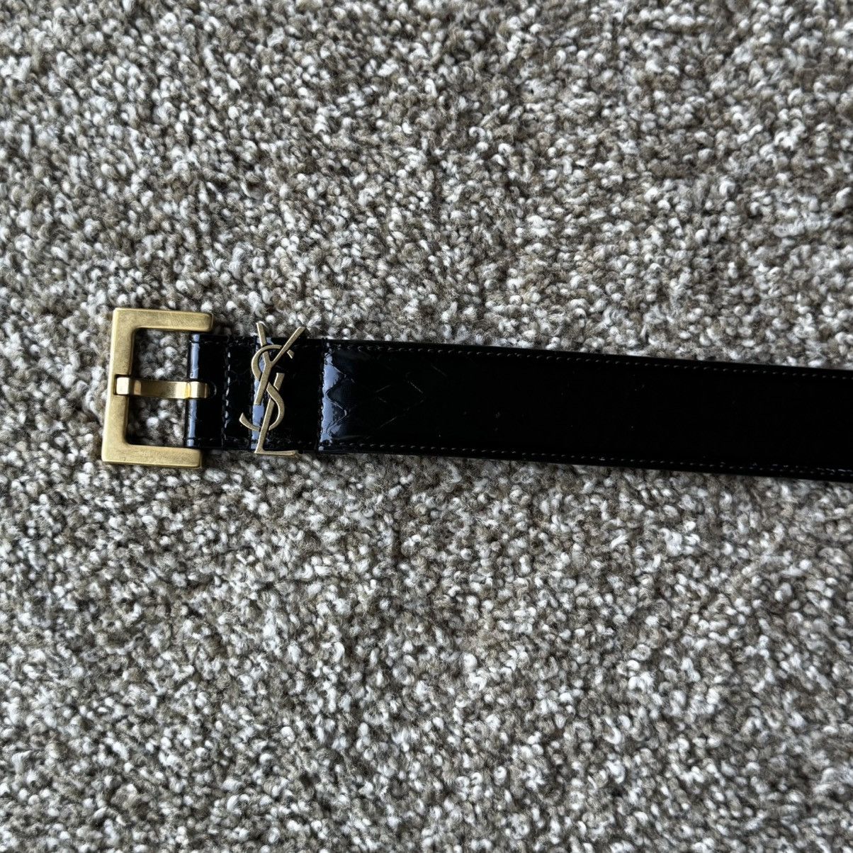 Saint Laurent monogram crocodile patent leather belt