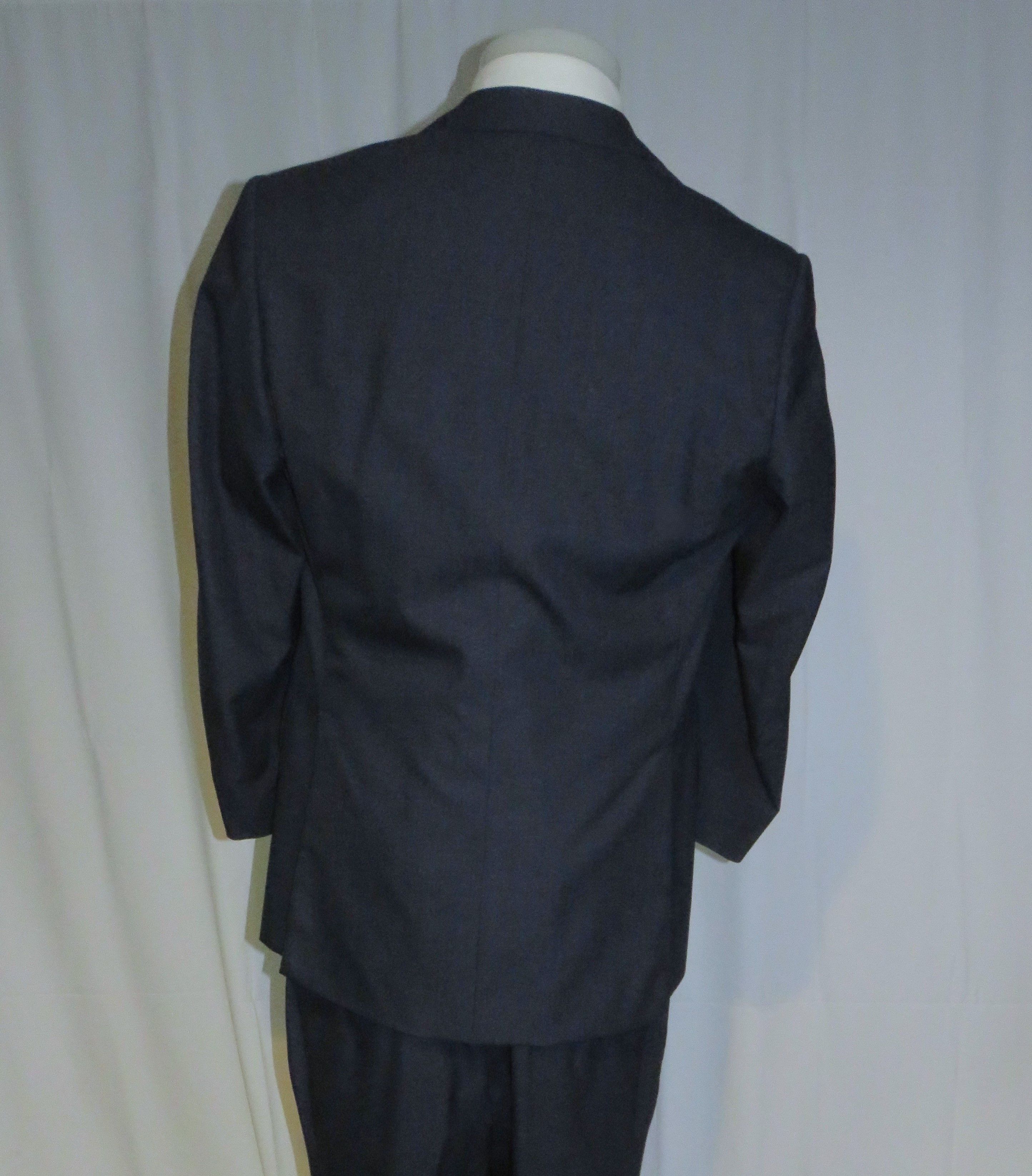 Henry Poole Savile Row Bespoke VTG Blue Hopsack Two Button Suit 40R Size 40R - 12 Thumbnail