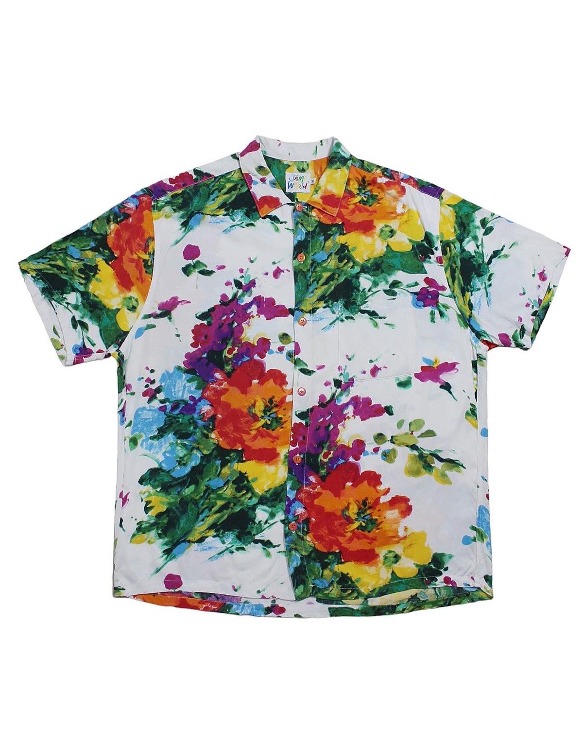 image of Vintage 1980S Jams World Rayon Shirt in Flower Print, Men's (Size XL)