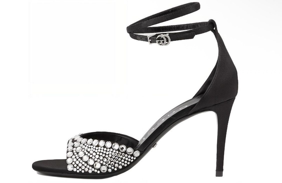 Gucci Gucci GG Crystal Satin Slide Raso Seta Malaga Kid Heel Size US 5.5 / IT 35.5 - 2 Thumbnail
