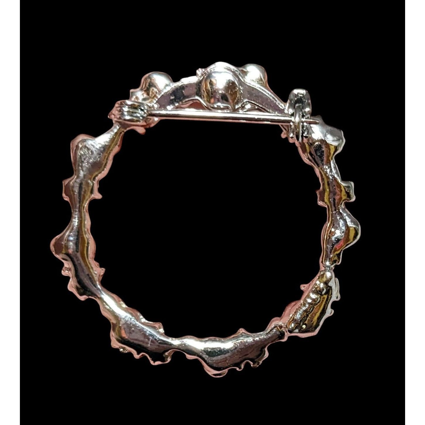 Other Dainty Blue And Silver Floral Rhinestone Wreath Brooch Size ONE SIZE - 3 Thumbnail