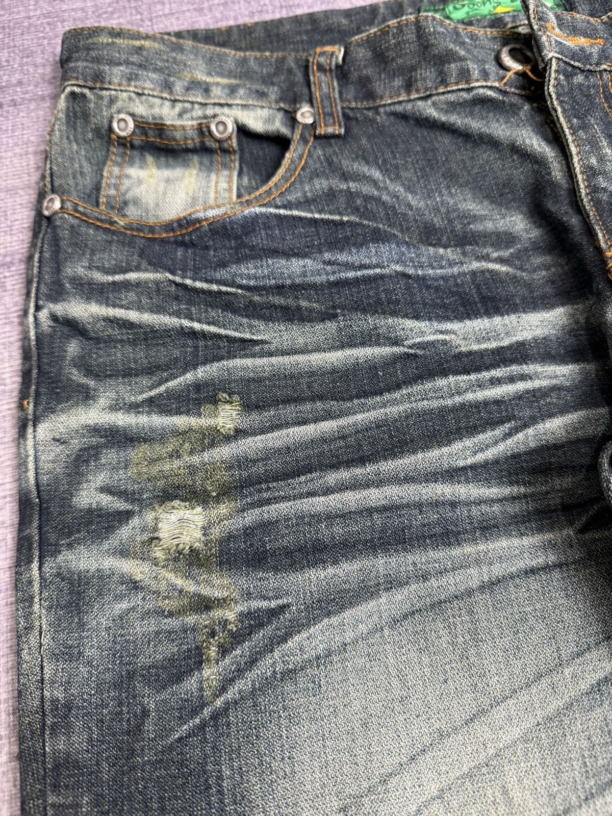 Tornado Mart DDONG SSAN TORNADO STYLE DENIM BUKAN PANTS Size US 35 - 7 Thumbnail