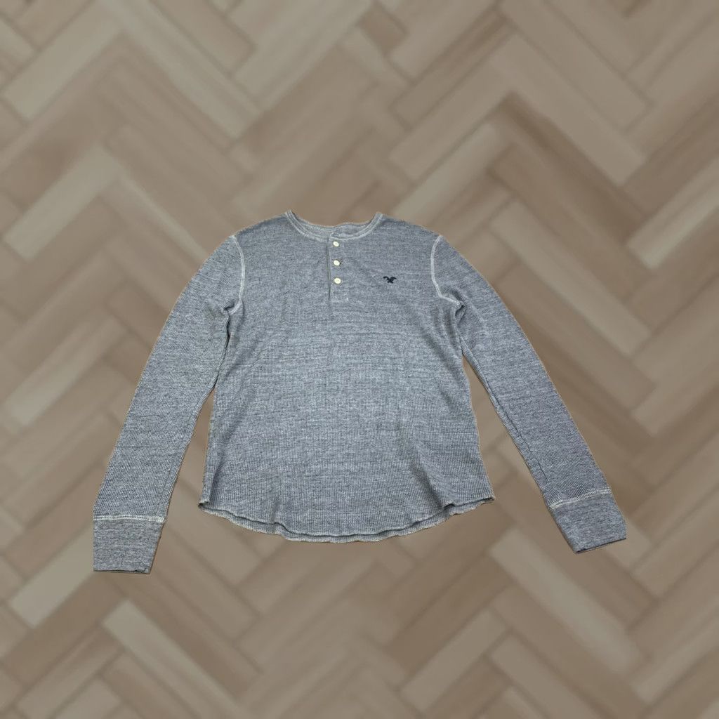 American Eagle Outfitters American Eagle Outfitters Henley T-Shirt Shirt Long Sleeve Men M Gray Thermal Knit Cotton Classic Preppy 90s Season: Winter Fall Spring Mens Size US M / EU 48-50 / 2 - 1 Thumbnail