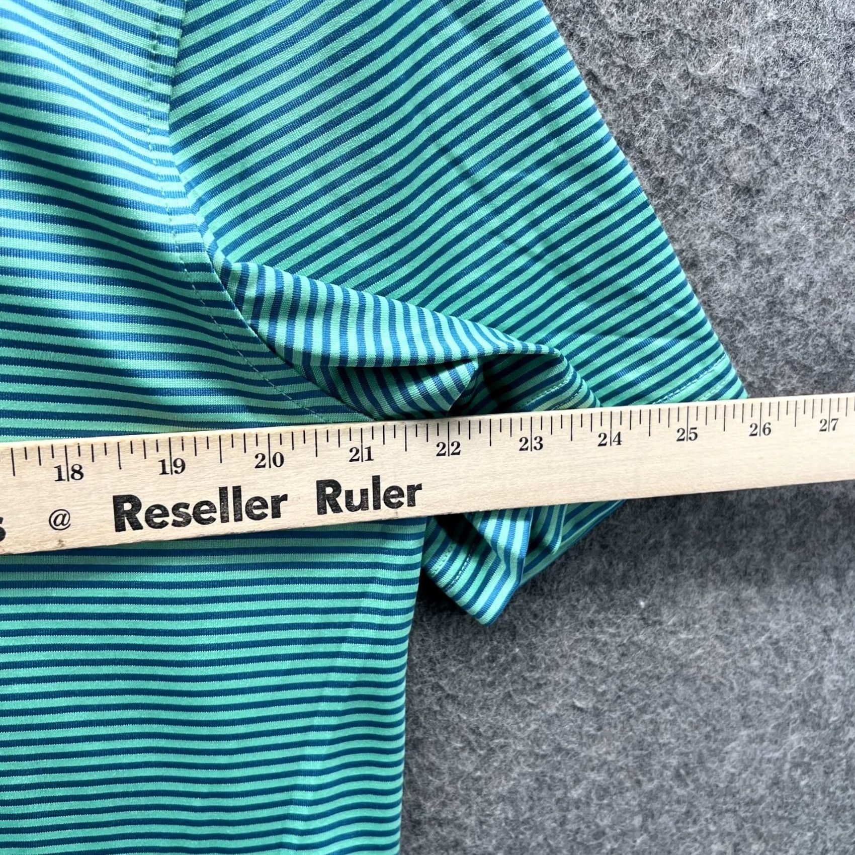 Izod Izod Polo Shirt Men Medium Teal Striped Polyester Golf Stretch Fit Shirt Size US M / EU 48-50 / 2 - 7 Thumbnail