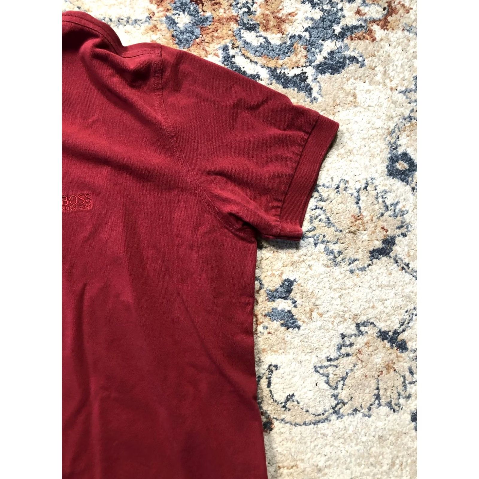Hugo Boss HUGO BOSS Polo Shirt Mens Large Red Pima Cotton Short Sleeve Embroidered Peru Size US L / EU 52-54 / 3 - 4 Thumbnail