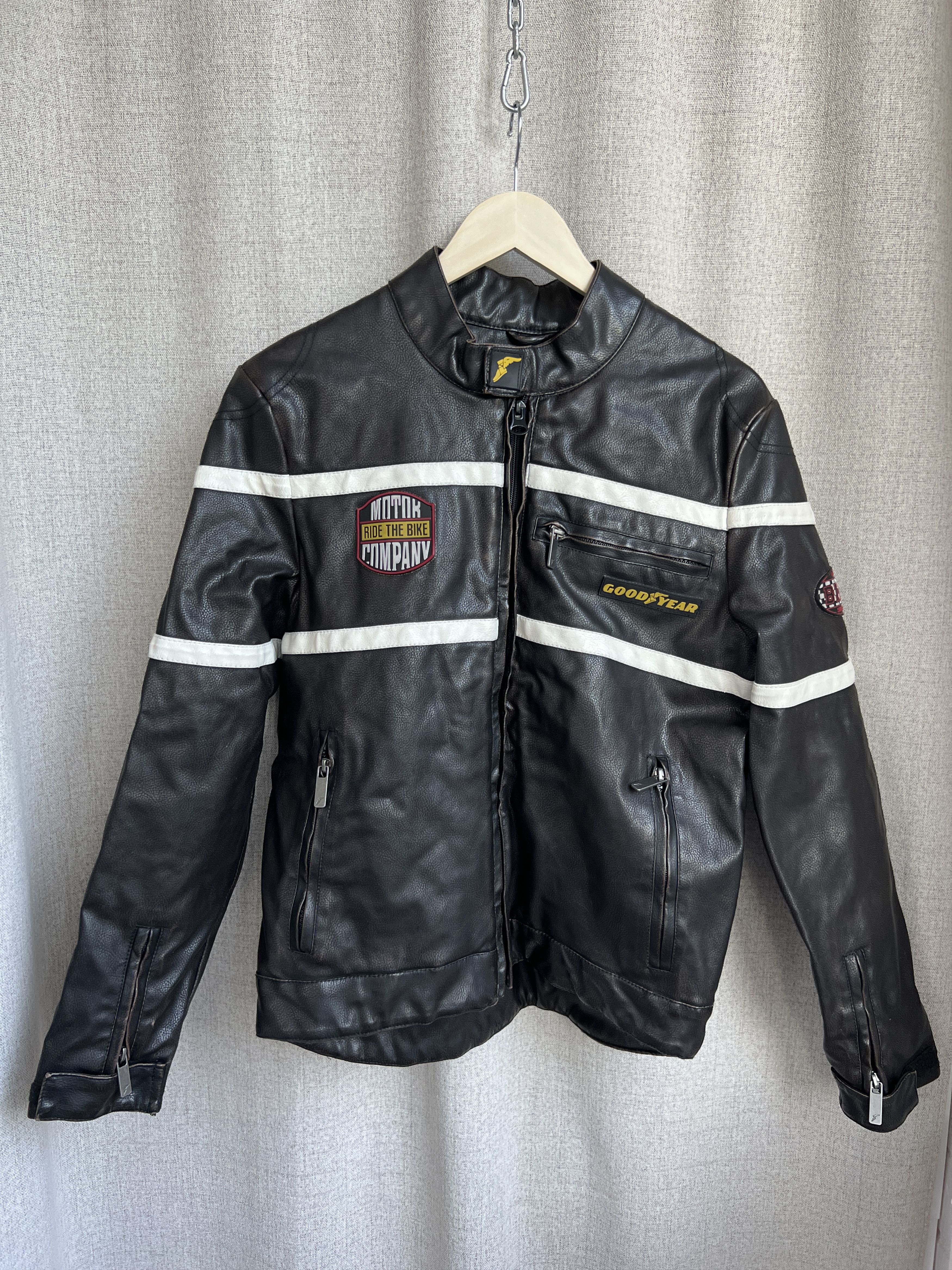 Vintage Y2K Goodyear Moto Racing Jacket Faux Leather Patina Size US S / EU 44-46 / 1 - 2 Thumbnail
