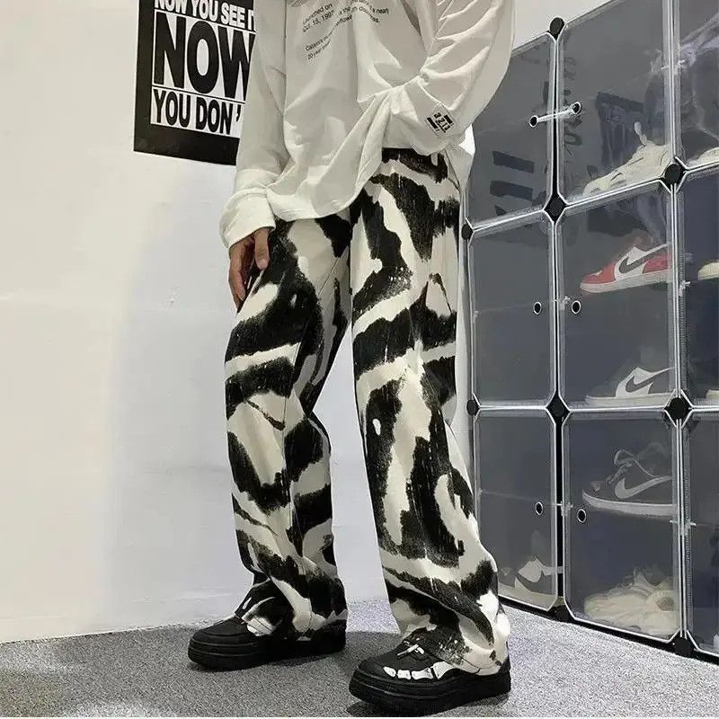 Japanese Brand White Black Tie-dye Baggy Jeans Size US 32 / EU 48 - 4 Thumbnail