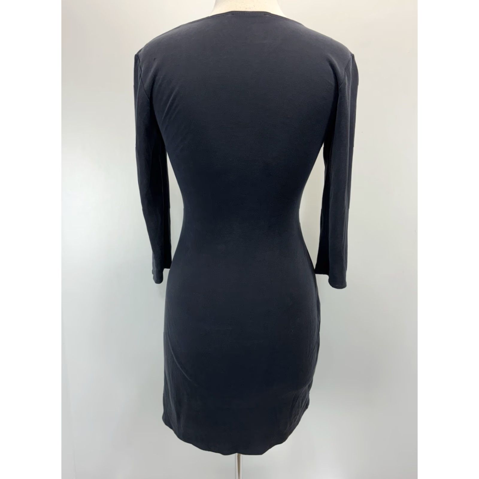 Abercrombie & Fitch Abercrombie & Fitch Dress Women S Gray Twist Front Short Bodycon V-Neck Stretch Pullover Size S / US 4 / IT 40 - 3 Thumbnail