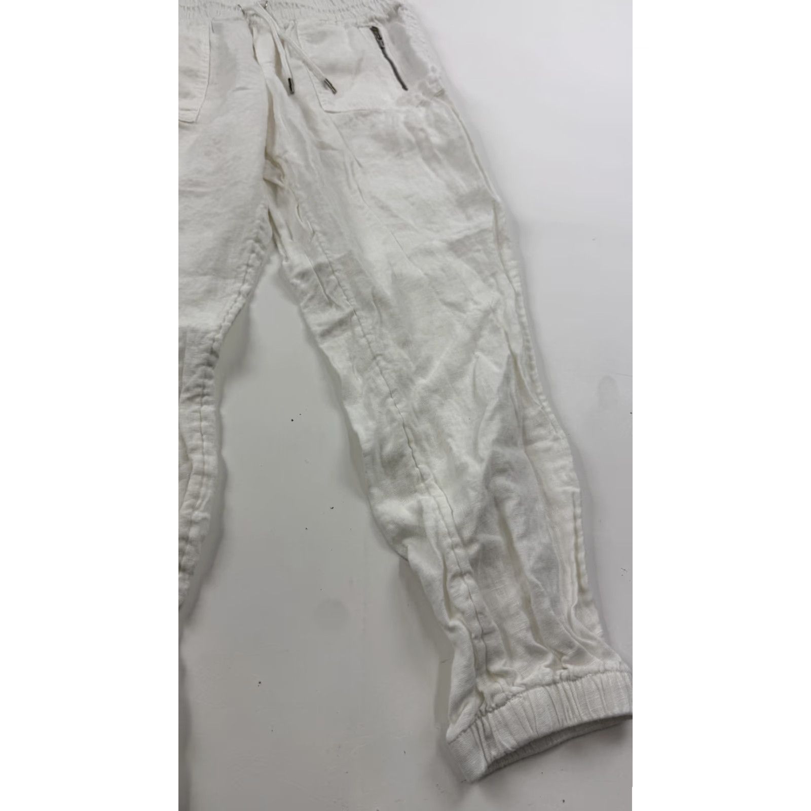 Athleta Athleta Pants Womens 10 White Cabo Linen Jogger Drawstring Pockets Elastic Waist Size 32" / US 10 / IT 46 - 3 Thumbnail