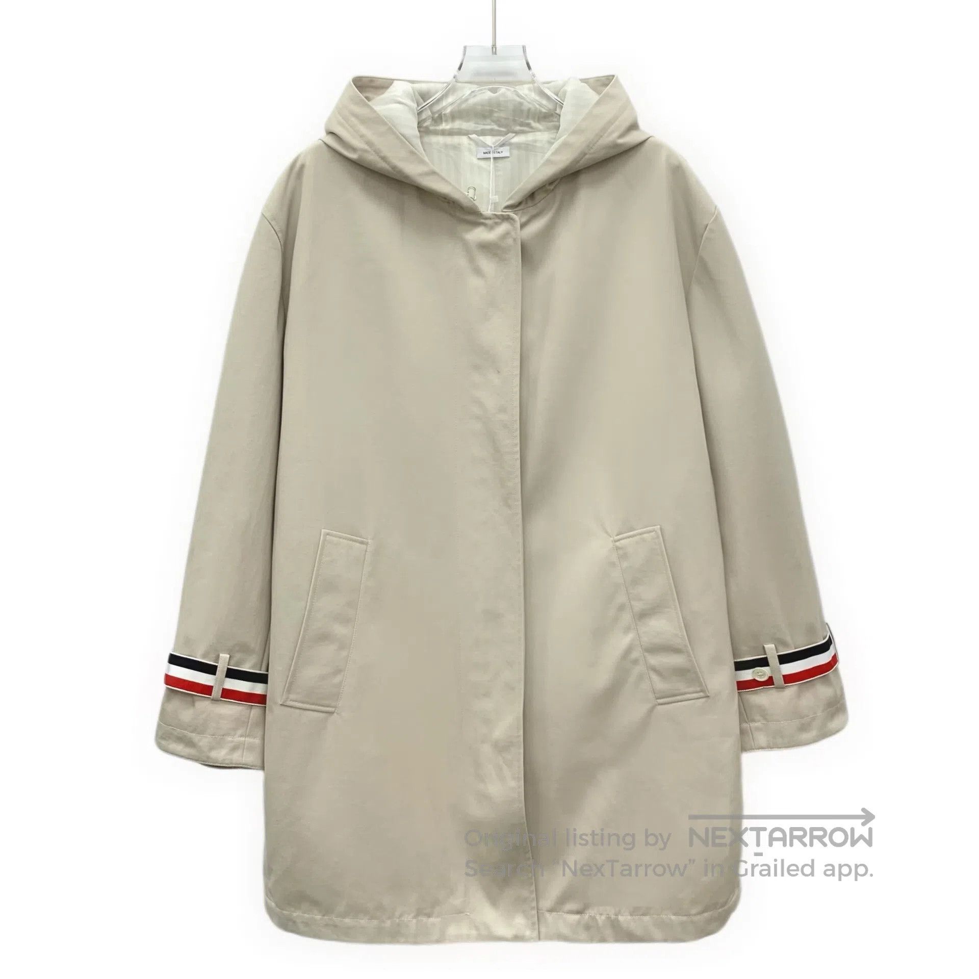 Thom Browne Thom Browne Khaki striped sleeve label hooded long sleeve Size XS / US 0-2 / IT 36-38 - 1 Thumbnail