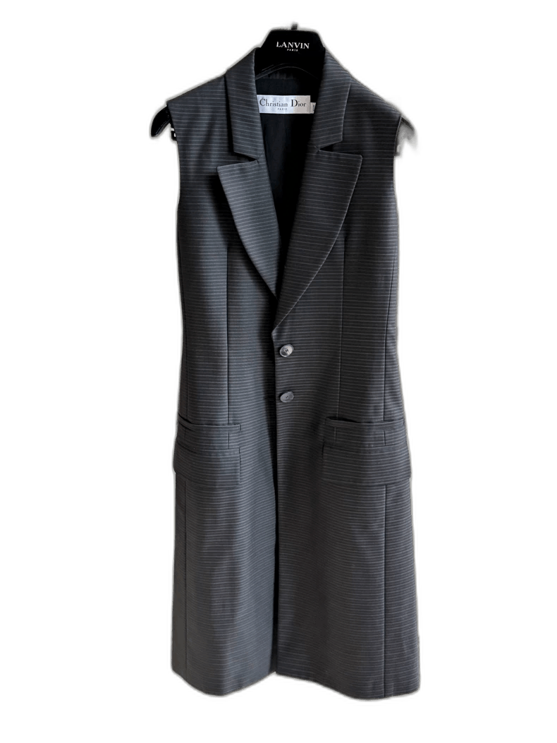 Christian Dior Pinstripe Wool Vest Dress-2505