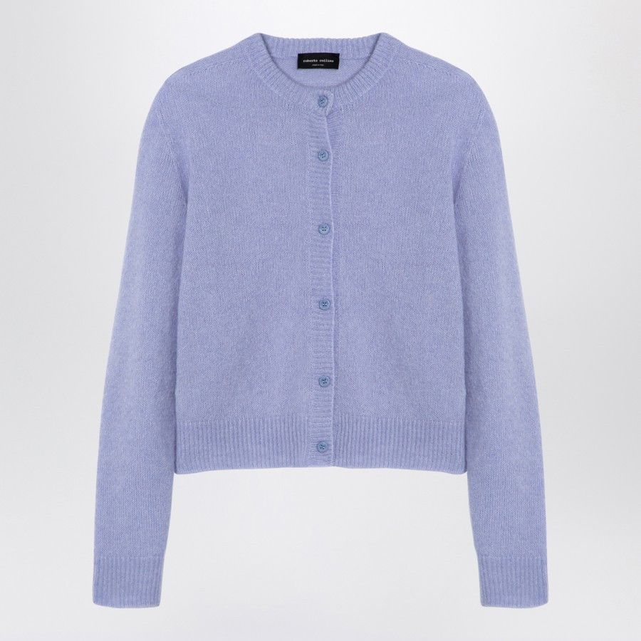 Roberto Cavalli o1d2blof0924 Cashmere Cardigan in Light Blue Size S / US 4 / IT 40 - 1 Thumbnail