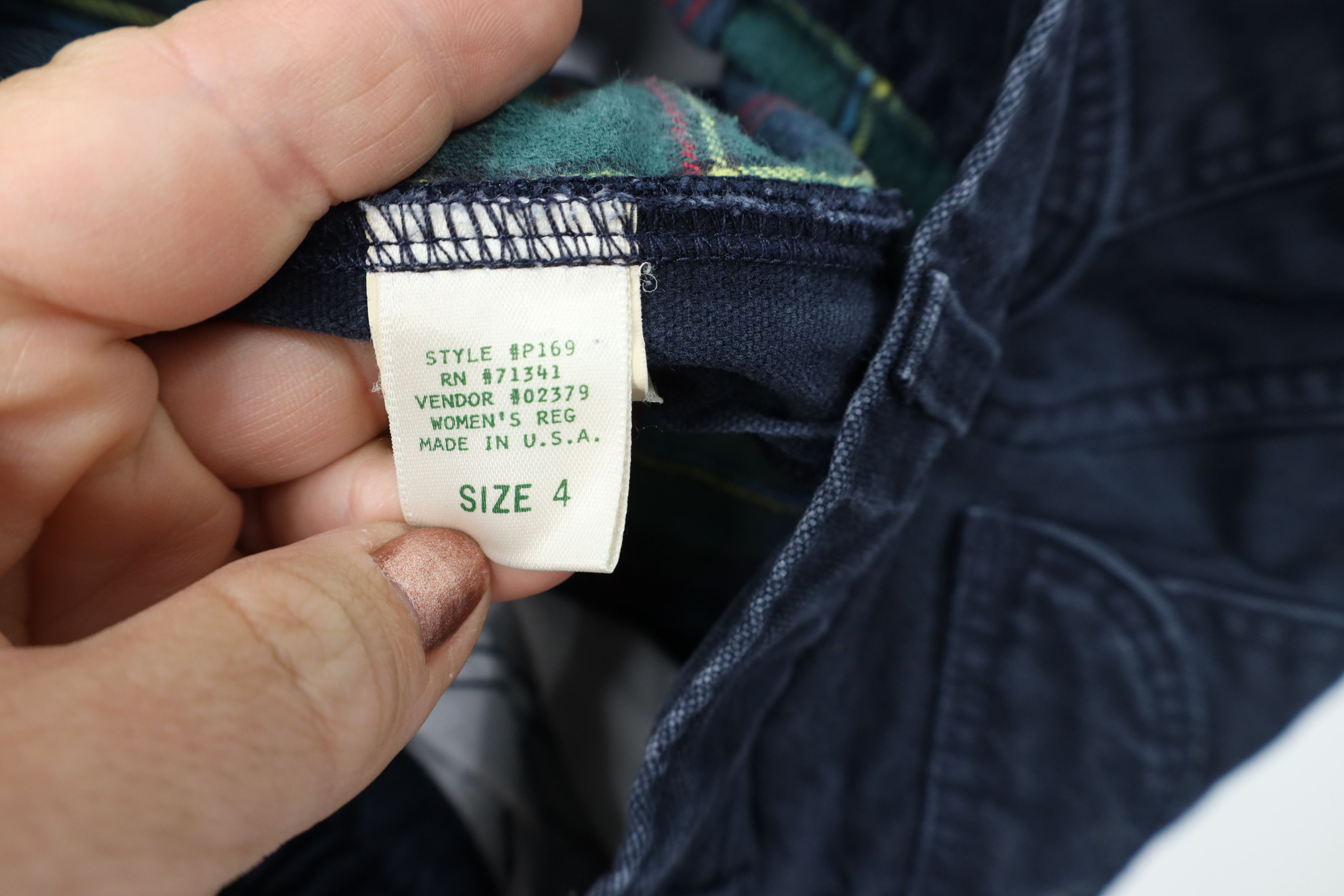L.L. Bean Vintage 90s LL Bean Flannel Lined Canvas Pants Navy Blue USA Size 27" / US 4 / IT 40 - 7 Thumbnail