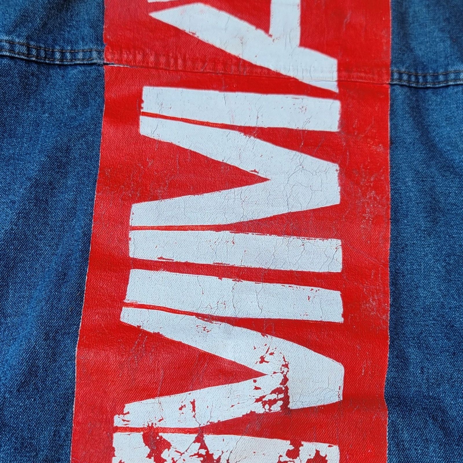 Handmade Vtg Oscar Jeans Custom Hand Painted Denim Jacket Size US XL / EU 56 / 4 - 4 Thumbnail