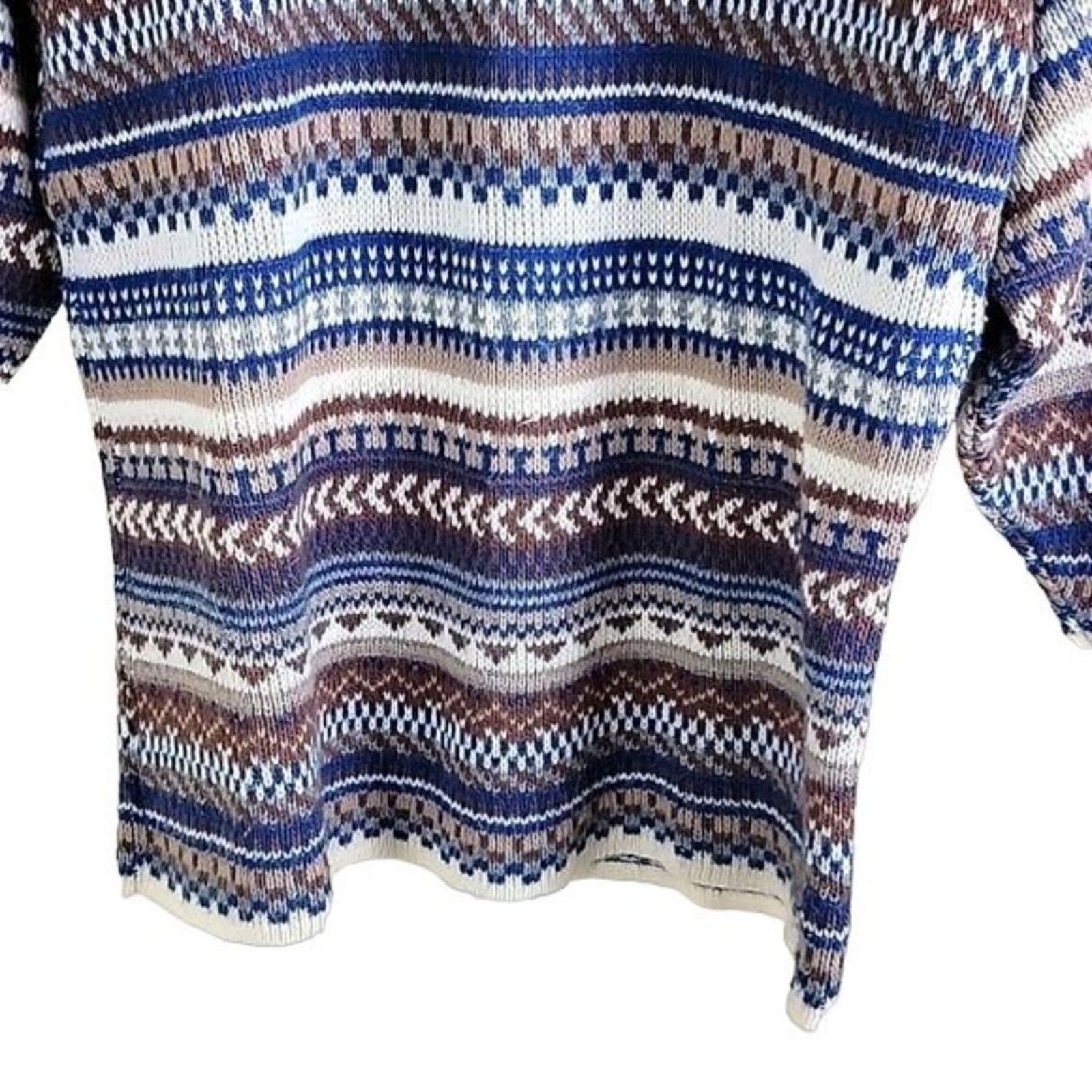 Vintage Croquet Club 90s Womens Fair Isle Knit Sweater Mock Neck Size M / US 6-8 / IT 42-44 - 4 Thumbnail