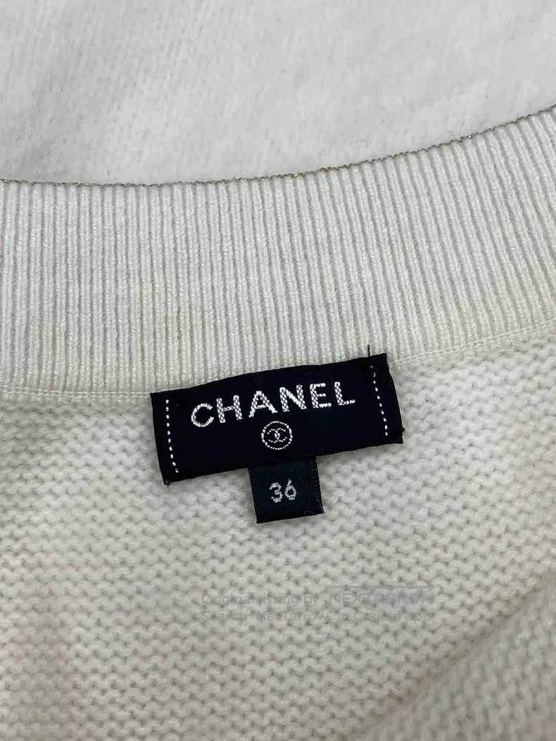Chanel Chanel White gold and silver thread striped waist hair ski Size 24" / US 00 / IT 34 - 4 Thumbnail