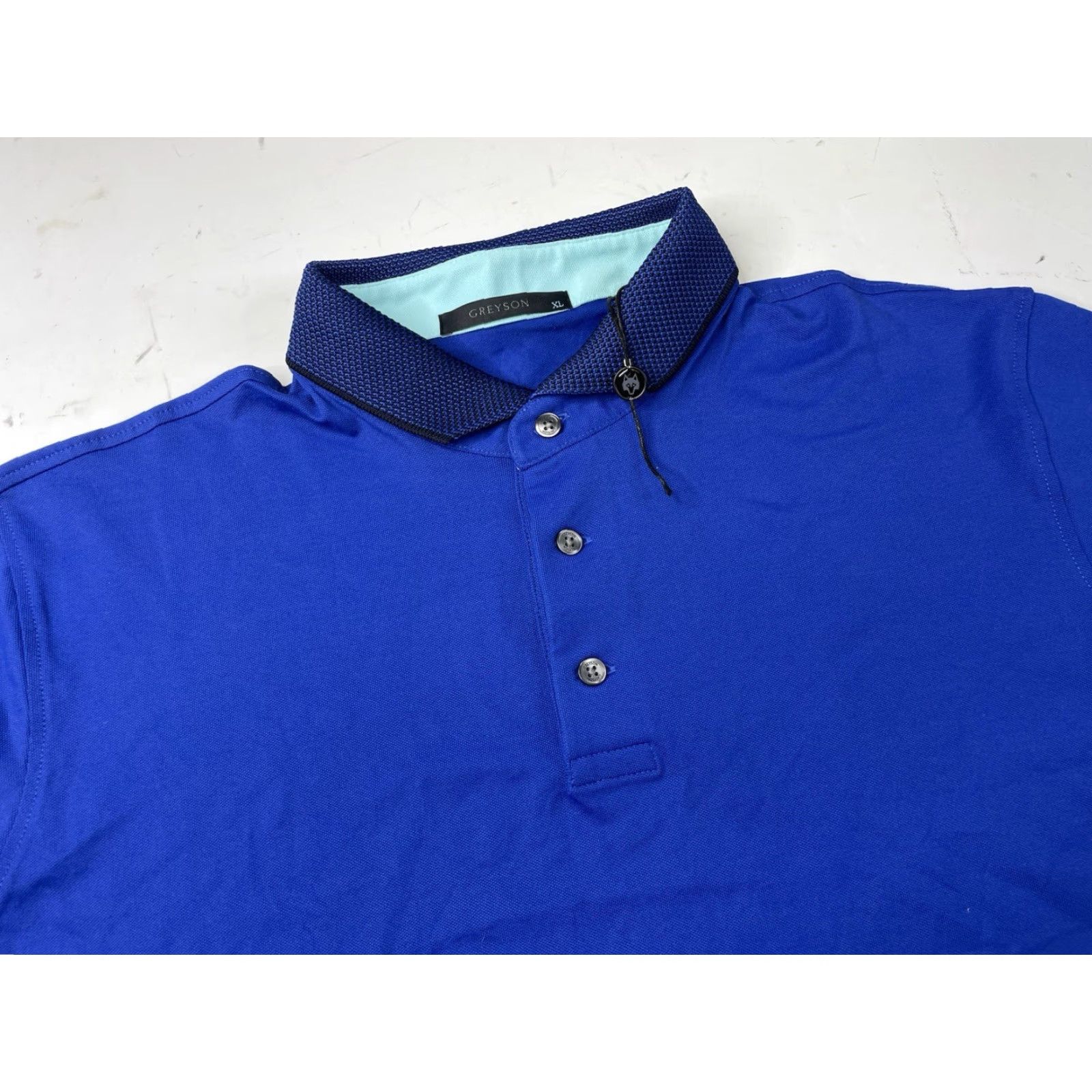 Vintage Greyson Polo Shirt Mens XL Blue Nylon Cotton Spandex Logo Golf Knit Short Sleeve Collared Pima Cotton Vintage: No Size US XL / EU 56 / 4 - 2 Thumbnail