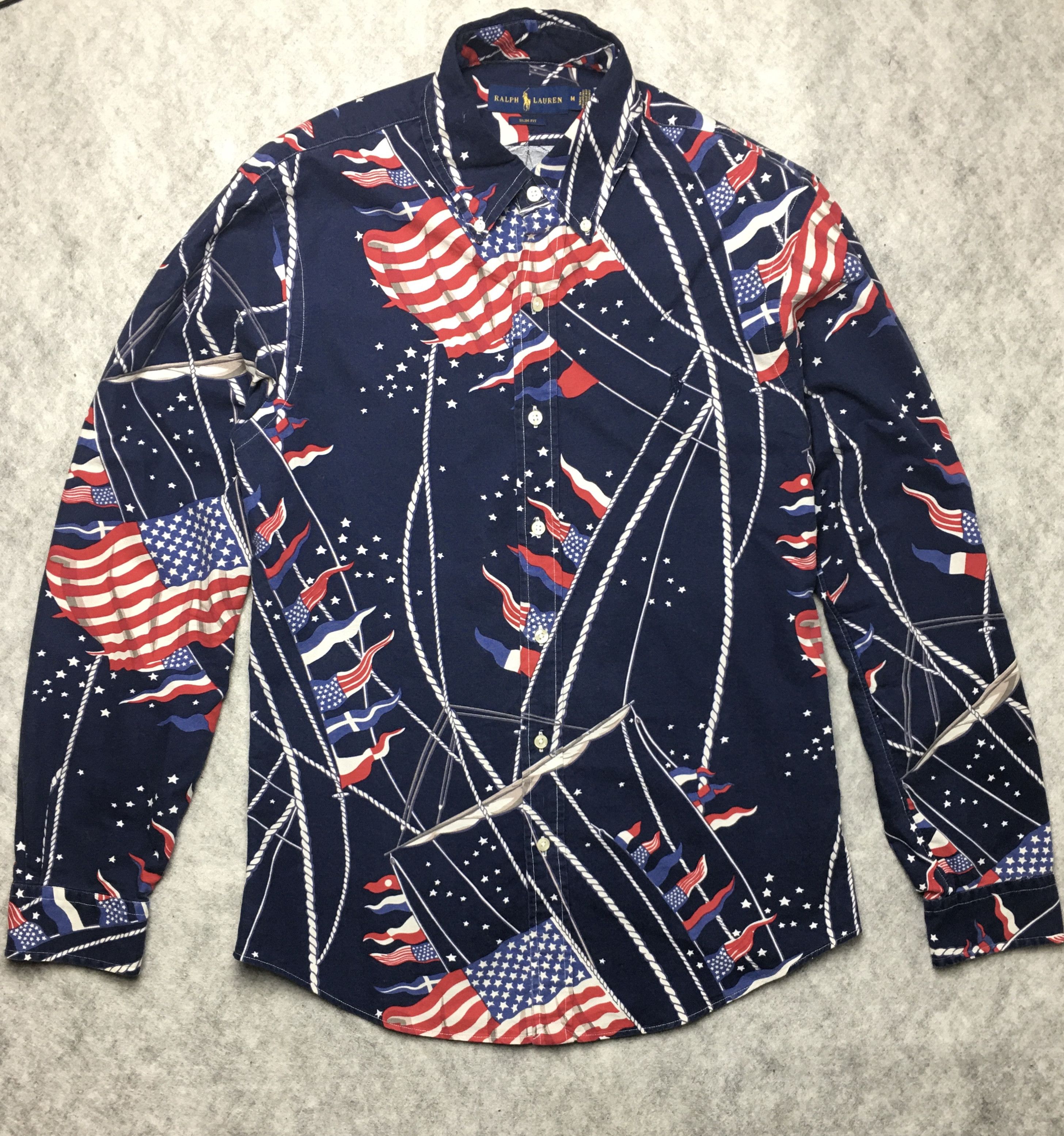Polo Ralph Lauren Polo Ralph Lauren Men's Oxford Slim Fit Shirt Flag USA Print Size US M / EU 48-50 / 2 - 1 Thumbnail