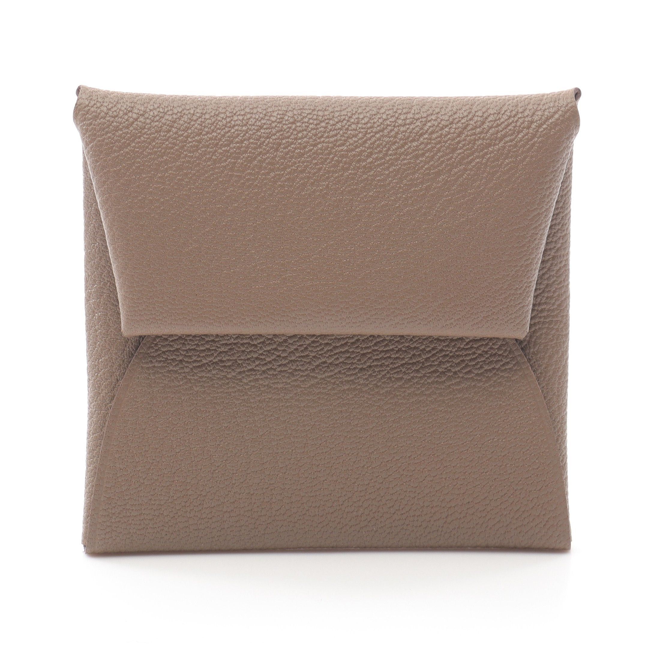 Hermes Hermes Bastia Etoupe Coin Purse Chevre Gray Brown Silver Hardware Double Engraved Size ONE SIZE - 1 Thumbnail