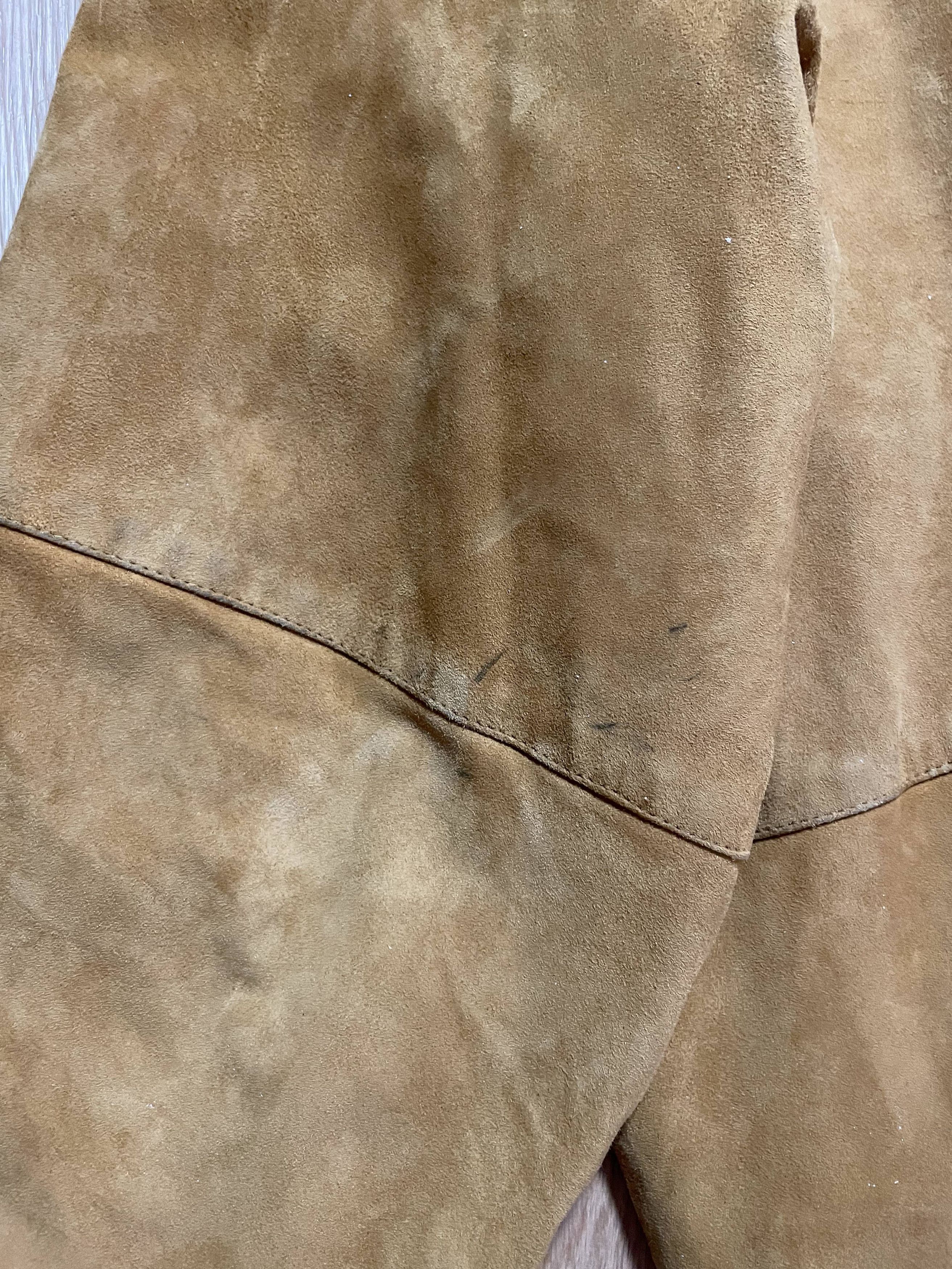 Vintage Vintage Brown Suede Leather Jacket w/ Leather Collar Size US XXL / EU 58 / 5 - 7 Thumbnail