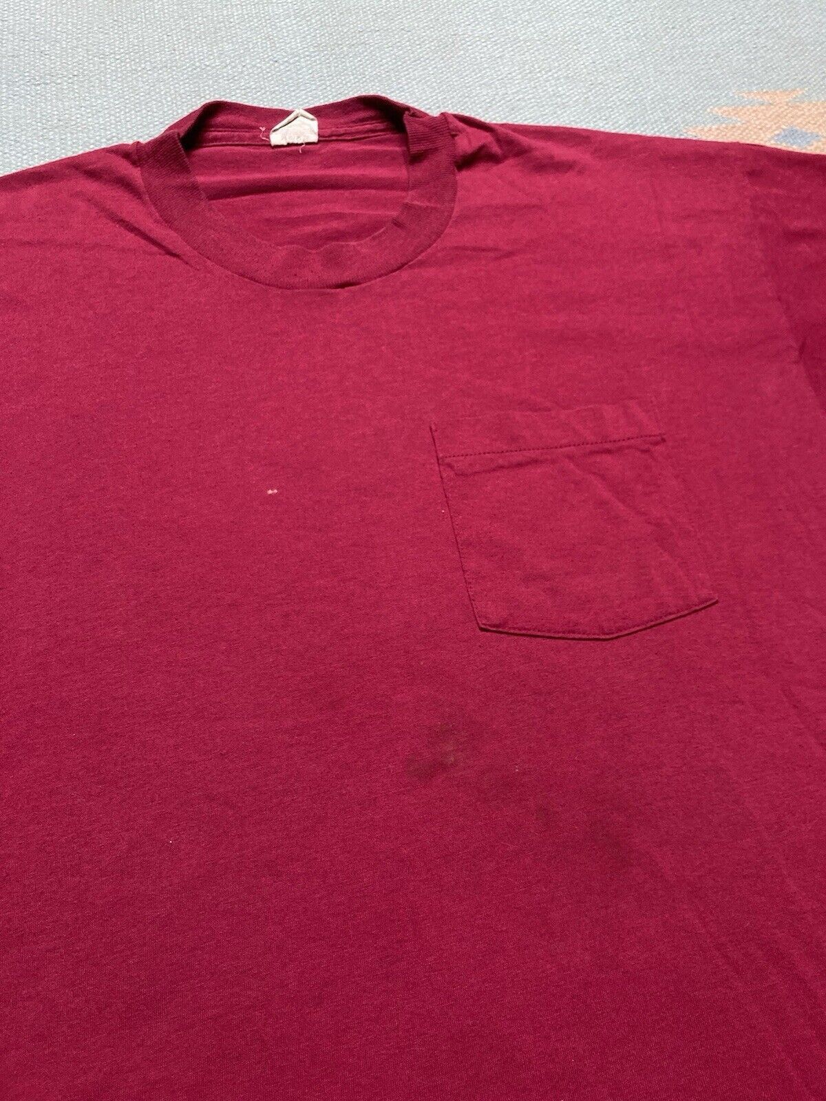 Fruit Of The Loom × Vintage VTG 80s pocket t shirt blank maroon fruit of the loom 3XL Size US XXL / EU 58 / 5 - 4 Thumbnail