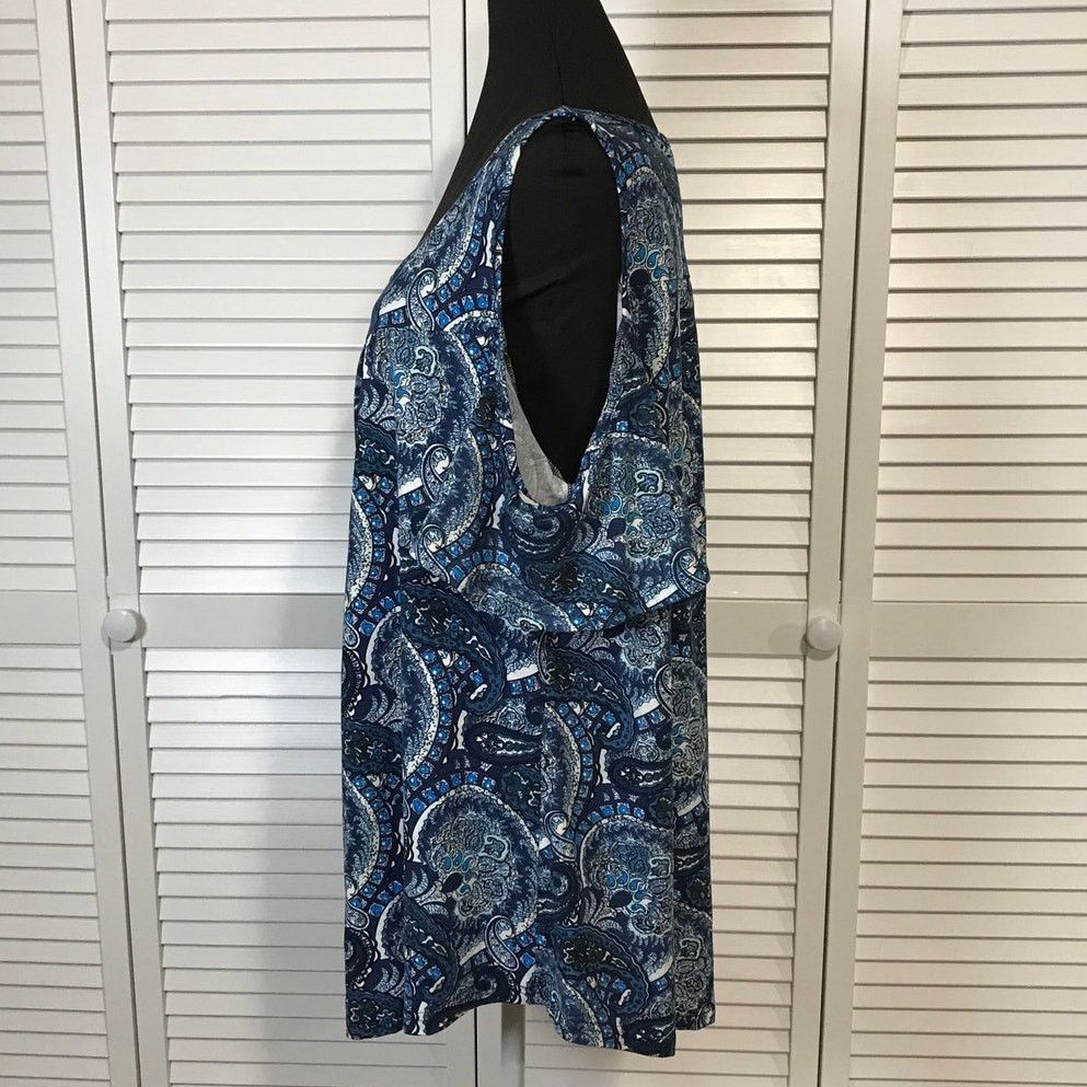 Other a.Jesdani Boho Blue Paisley Draped Flowy Tunic Blouse 2X Size XXL / US 16-18 / IT 52-54 - 2 Thumbnail