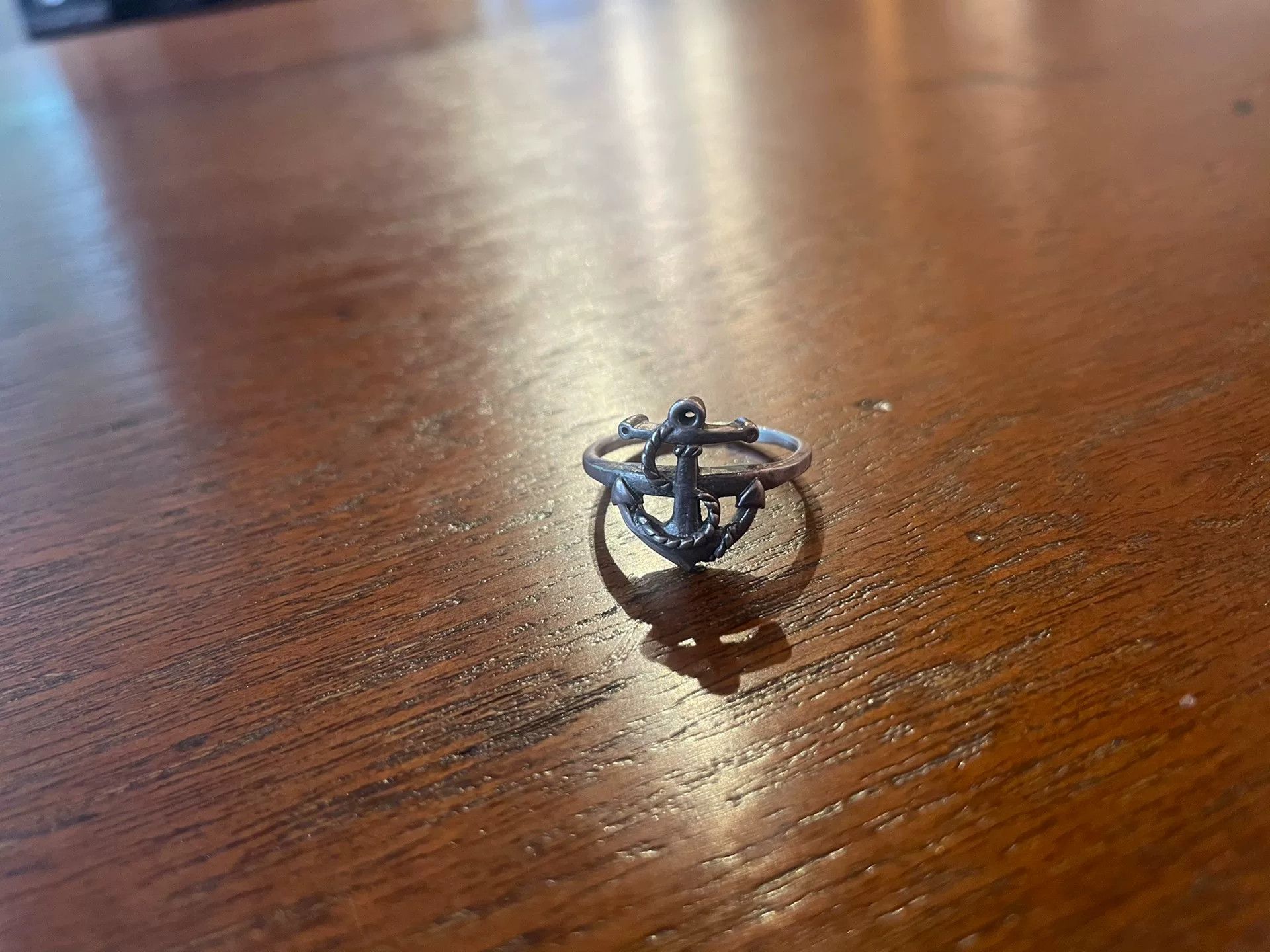 Vintage Vintage 1950s USN Anchor Silver Ring Size ONE SIZE - 1 Thumbnail