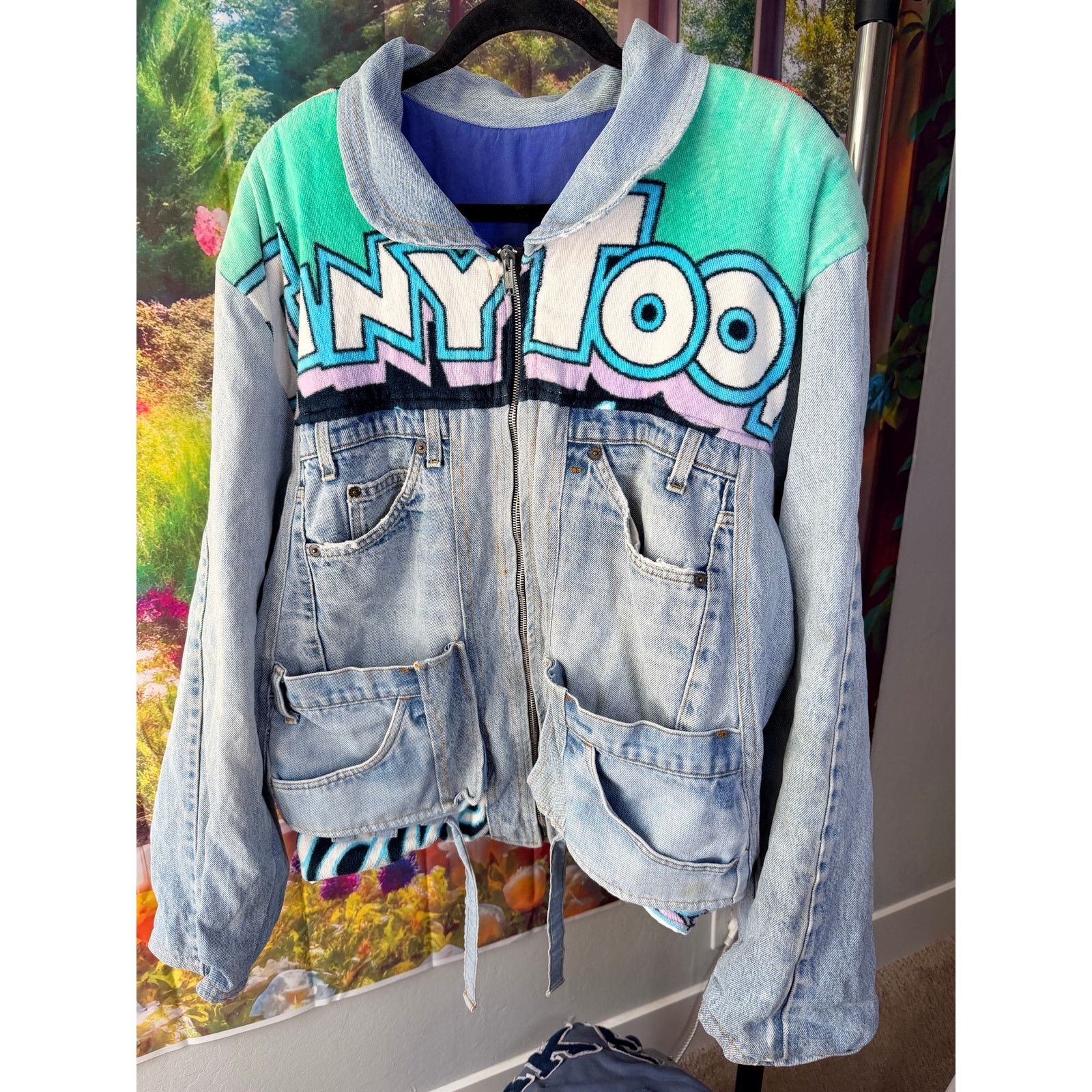 Too Cute Guetta Bros. 0259 Vtg 90s Too Cute Hollywood Tiny Toons Denim Jacket Size L / US 10 / IT 46 - 2 Thumbnail