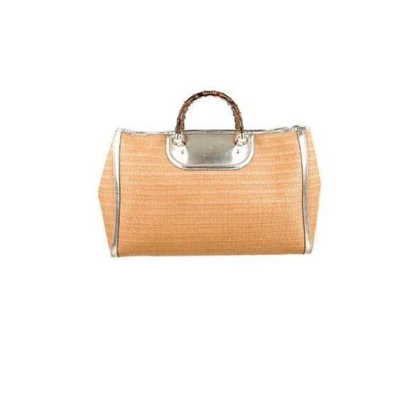 Gucci GUCCI XL Bamboo Raffia Tote Size ONE SIZE - 1 Thumbnail