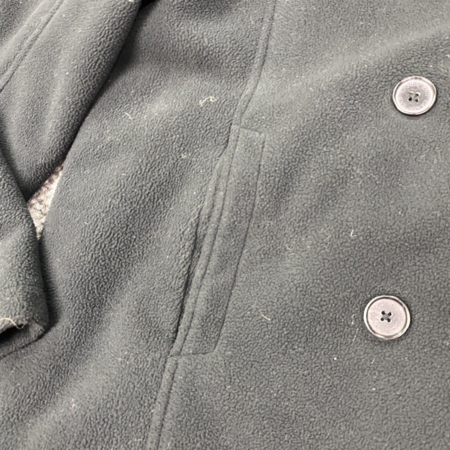 Lands' End Lands' End Pea Coat Womens XL Black Polartec Aircore 200 Fleece Double Breasted Jacket Coat Women Dark Black Winter Fall Lined Pockets Button Womens Size XXL / US 16-18 / IT 52-54 - 3 Thumbnail