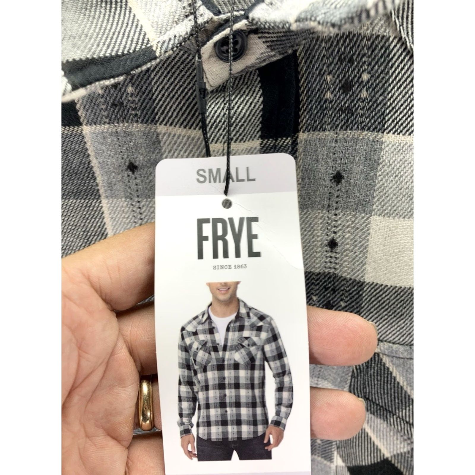 Frye Frye Jacquard Flannel Shirt Men Size S Black Plaid Long Sleeve Button-Up NWT Size US S / EU 44-46 / 1 - 6 Thumbnail