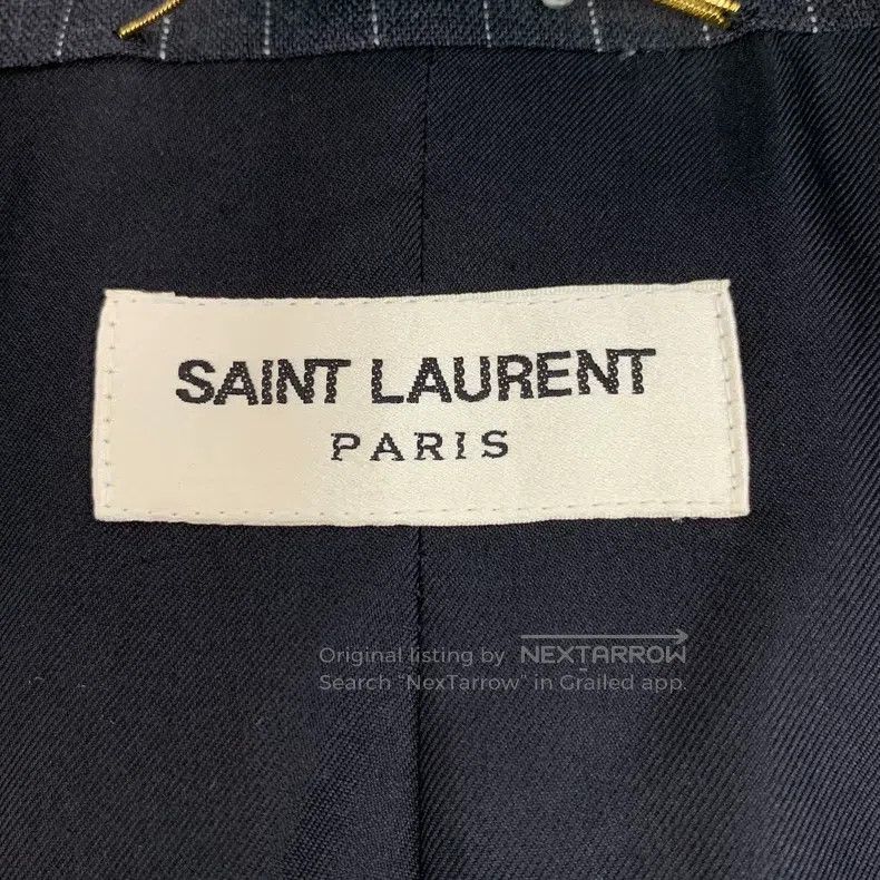 Saint Laurent Paris Saint Laurent Paris Black Striped Wool Collar Single Butto Size S / US 4 / IT 40 - 5 Thumbnail