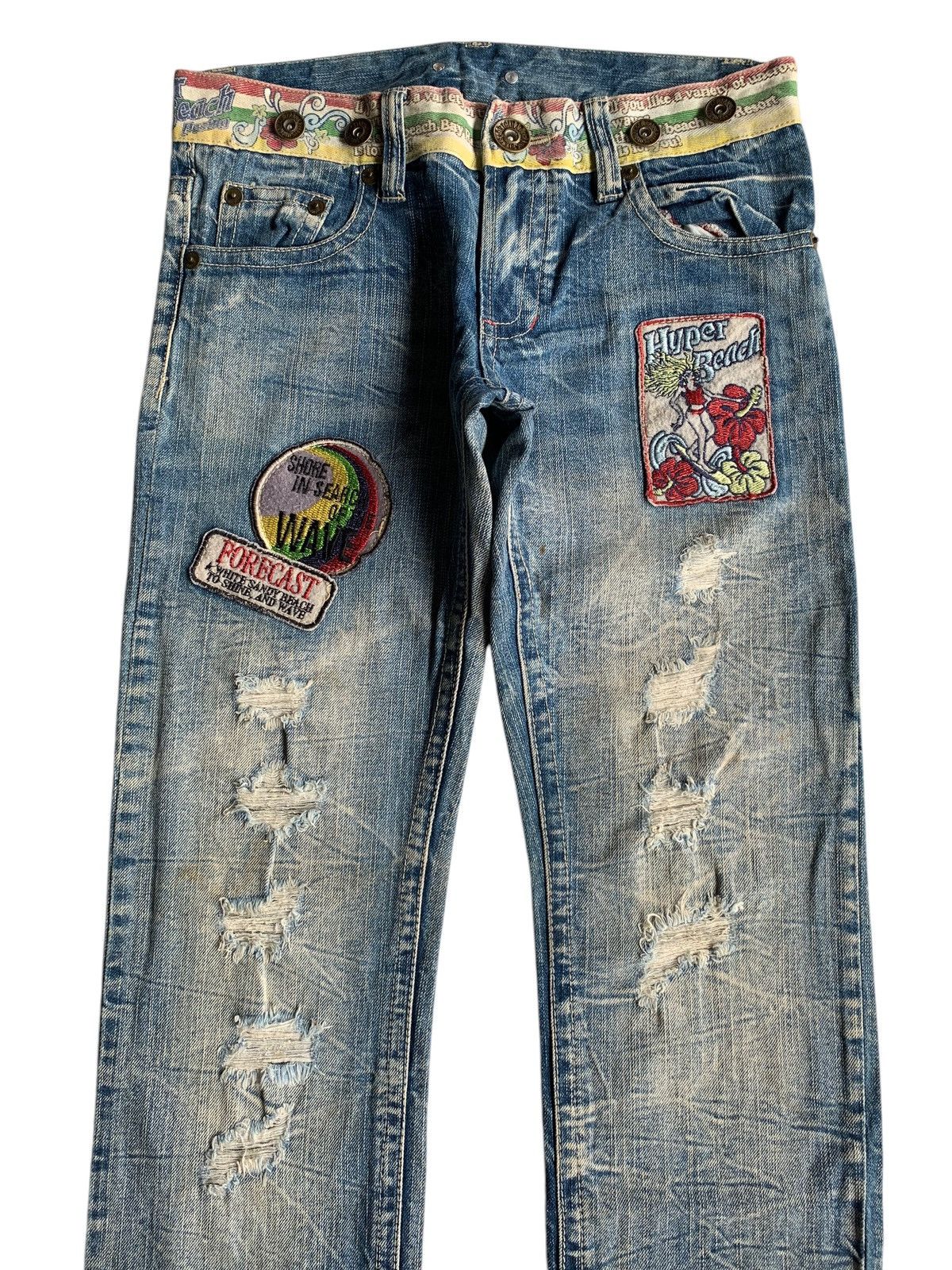 Other 💥 Vintage 90s Style Hyper Beach Stone Wash Patch Jeans Rare Size US 31 - 5 Thumbnail