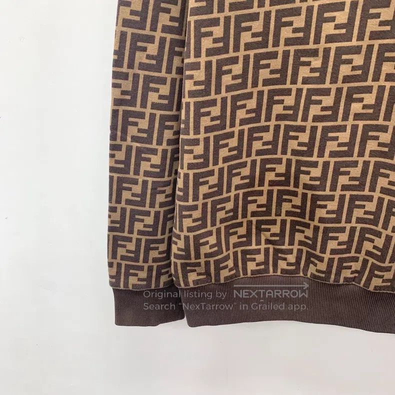 Fendi Fendi Brown Logo Fleur-de-lis Print Cotton Hooded Drawstri Size US S / EU 44-46 / 1 - 4 Thumbnail
