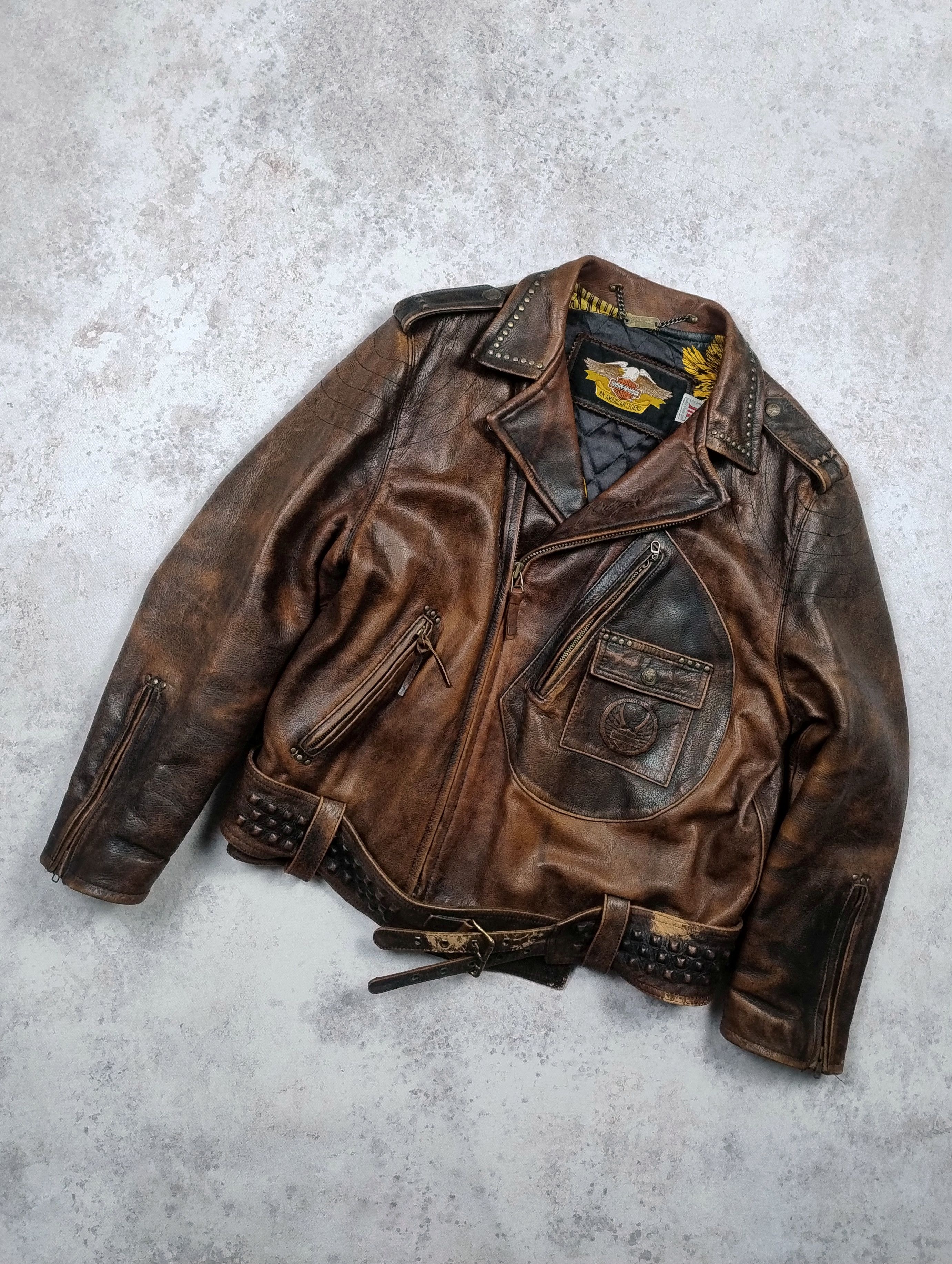 Harley Davidson Harley-Davidson vintage heavy leather jacket 90s rare biker Size US XXL / EU 58 / 5 - 2 Thumbnail