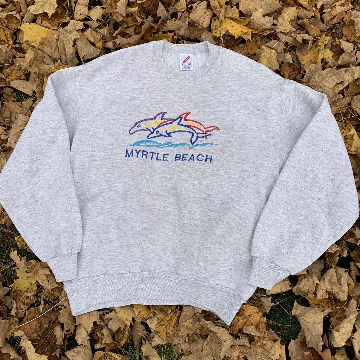 Jerzees Vintage Myrtle Beach Embroidered Sweater Size M / US 6-8 / IT 42-44 - 1 Thumbnail